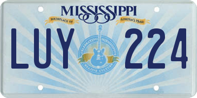 MS license plate LUY224