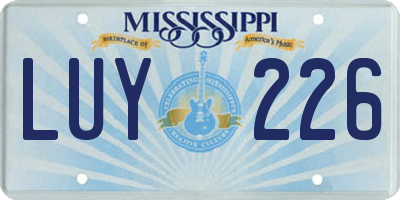 MS license plate LUY226