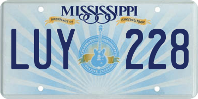 MS license plate LUY228