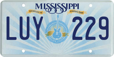 MS license plate LUY229