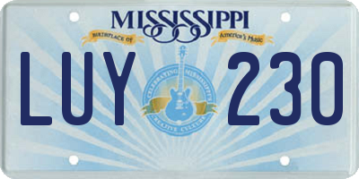MS license plate LUY230