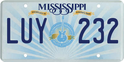 MS license plate LUY232