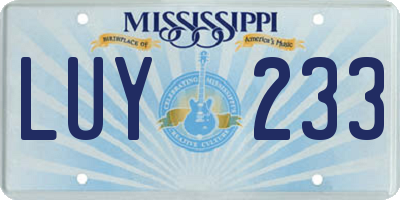 MS license plate LUY233