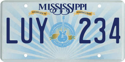 MS license plate LUY234