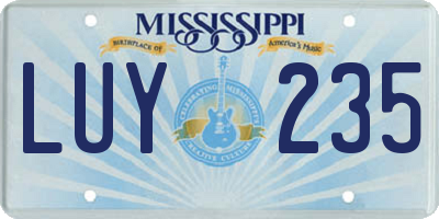 MS license plate LUY235