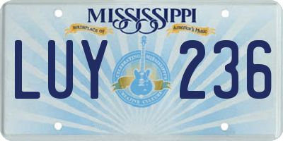 MS license plate LUY236