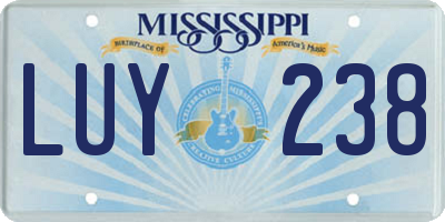 MS license plate LUY238