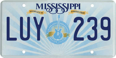 MS license plate LUY239