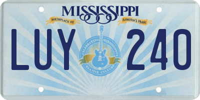 MS license plate LUY240