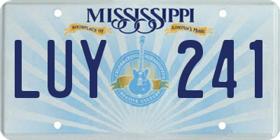 MS license plate LUY241