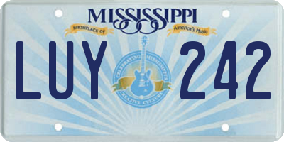 MS license plate LUY242