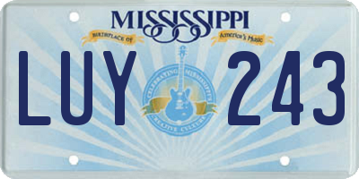 MS license plate LUY243
