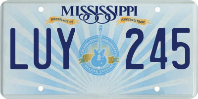 MS license plate LUY245