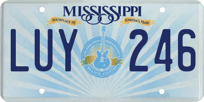 MS license plate LUY246