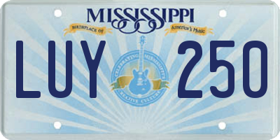 MS license plate LUY250