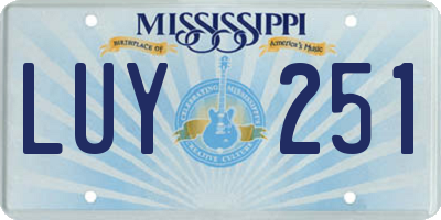 MS license plate LUY251