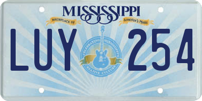 MS license plate LUY254