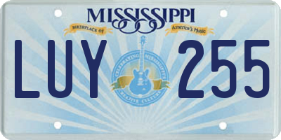 MS license plate LUY255