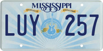 MS license plate LUY257