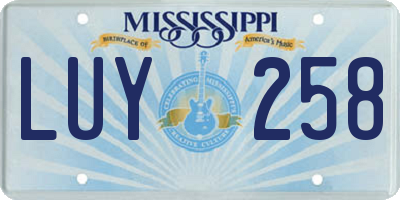 MS license plate LUY258