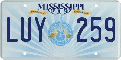 MS license plate LUY259