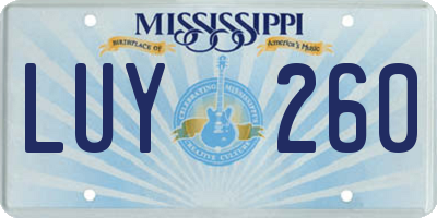 MS license plate LUY260