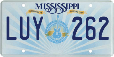 MS license plate LUY262