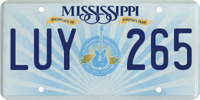 MS license plate LUY265