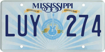 MS license plate LUY274