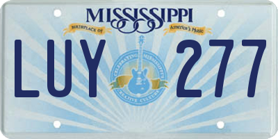 MS license plate LUY277