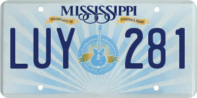 MS license plate LUY281