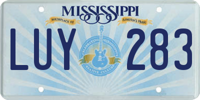 MS license plate LUY283