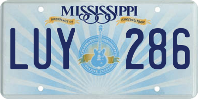 MS license plate LUY286