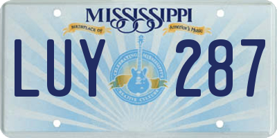 MS license plate LUY287