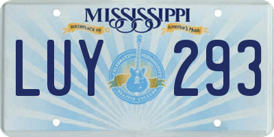 MS license plate LUY293