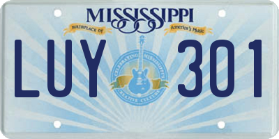 MS license plate LUY301