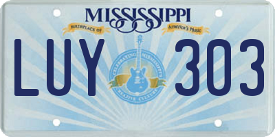 MS license plate LUY303