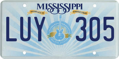 MS license plate LUY305