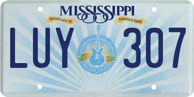 MS license plate LUY307