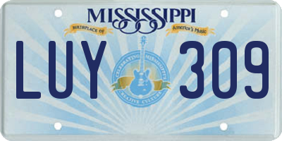 MS license plate LUY309