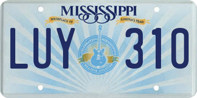 MS license plate LUY310
