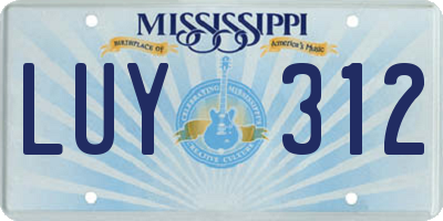 MS license plate LUY312