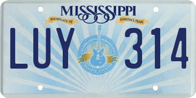 MS license plate LUY314