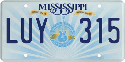 MS license plate LUY315
