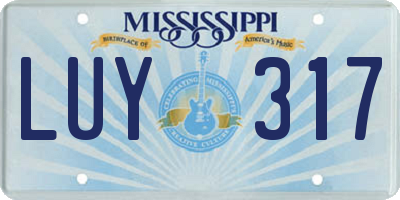 MS license plate LUY317