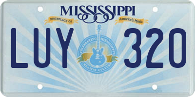 MS license plate LUY320