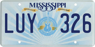 MS license plate LUY326