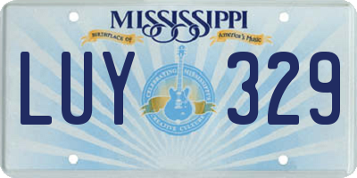 MS license plate LUY329