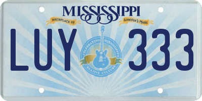 MS license plate LUY333
