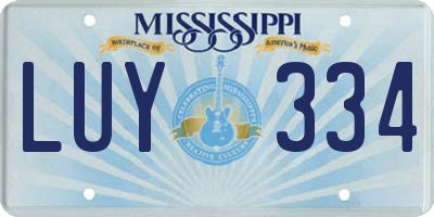 MS license plate LUY334